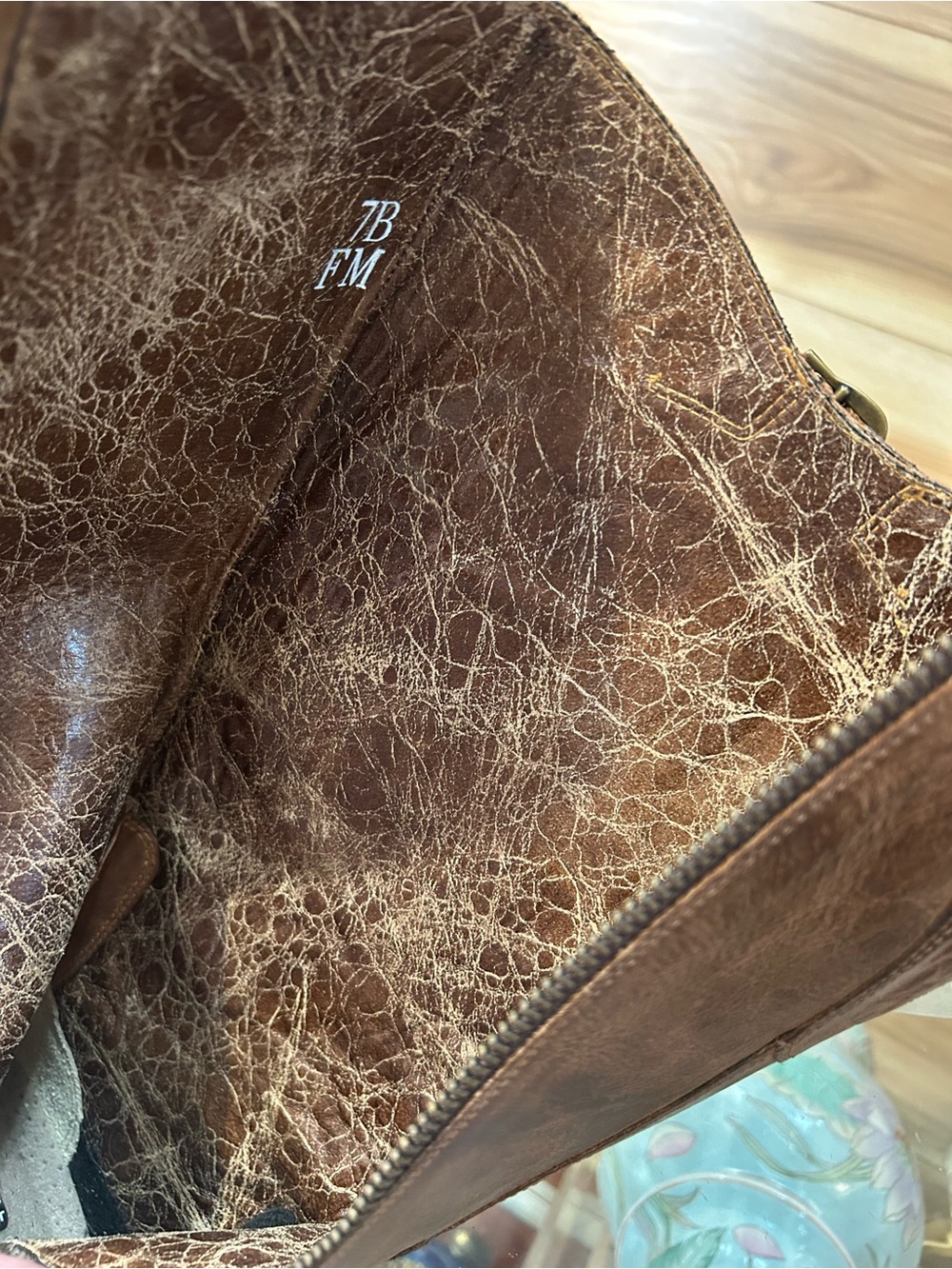 Ariat Distressed Brown Embroidered Leather Western Heeled Zipper Boots Size 7 - Picture 14 of 16